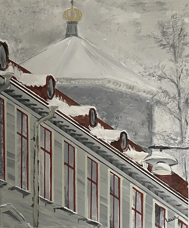 Akrylmålning Skansen kronan av Lena Hallman