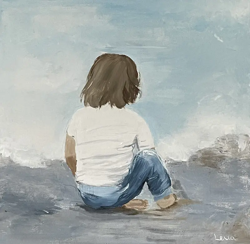 Akrylmålning Flickan I av Lena Hallman