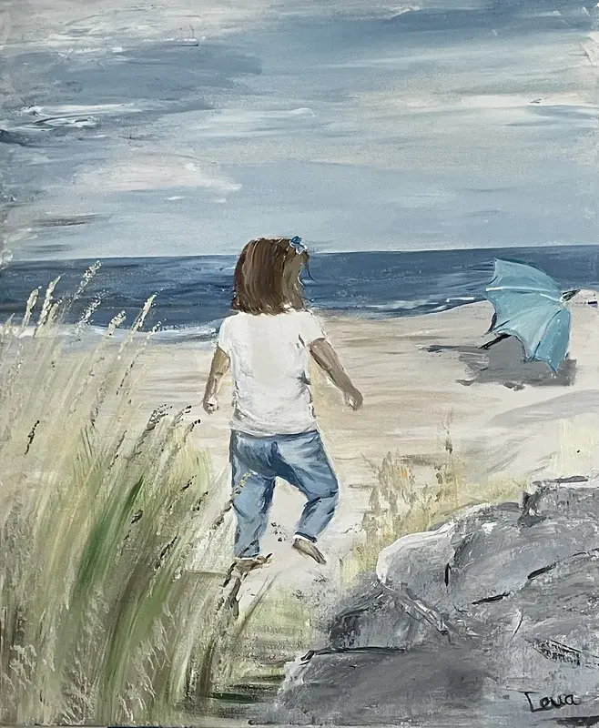 Akrylmålning Flickan III av Lena Hallman