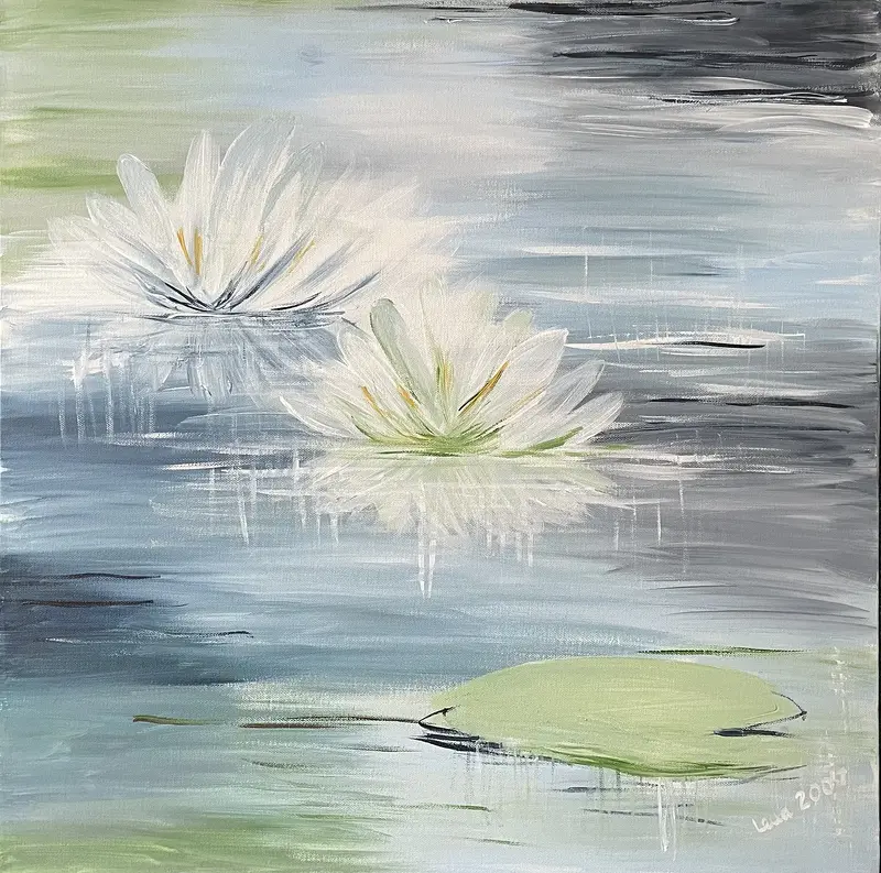 Akrylmålning Näckrosor av Lena Hallman