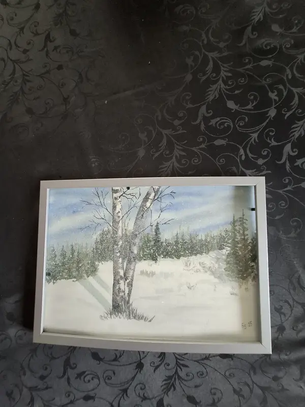 Akvarell Snöfall av Eleonore Svensson Svensson Eklund