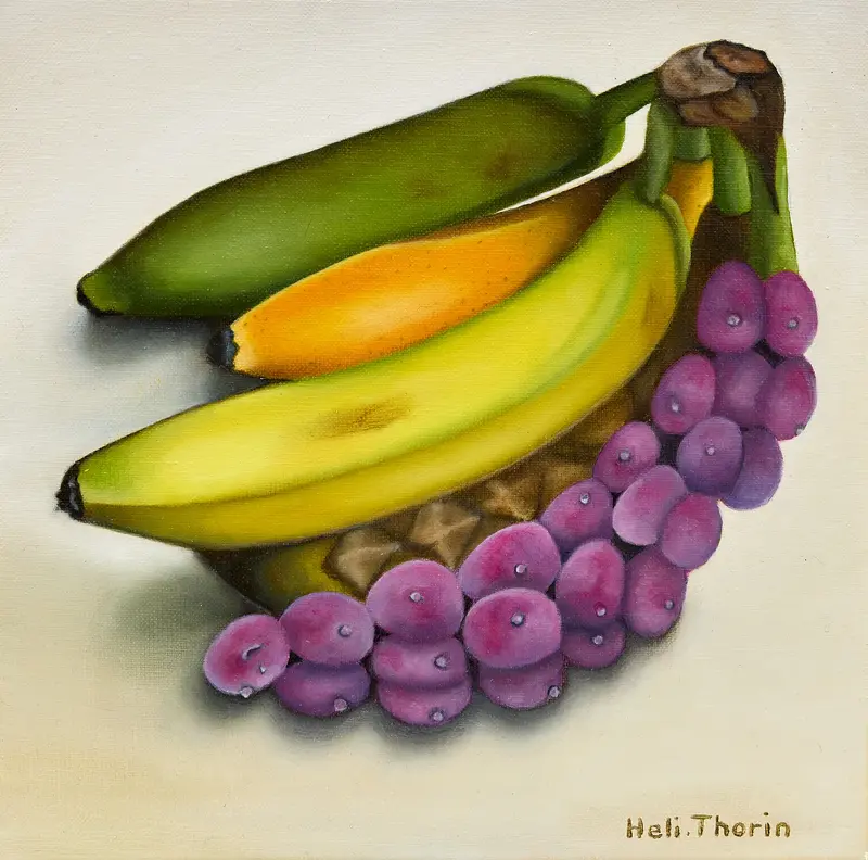 Oljemålning Fruktklase av Heli Thorin