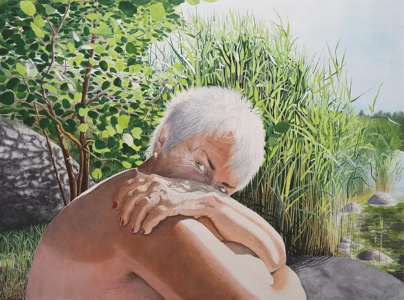 Akvarell ...med lust och fägring stor... av Jerker Idestam-Almquist