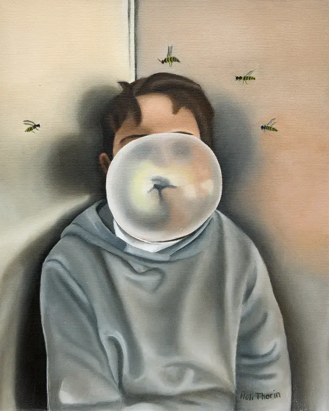 Oljemålning Inuti bubblan av Heli Thorin