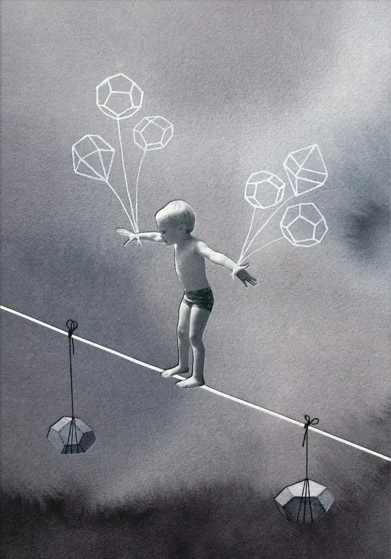 Akvarell Jämnvikt av Pernilla Gustavsson