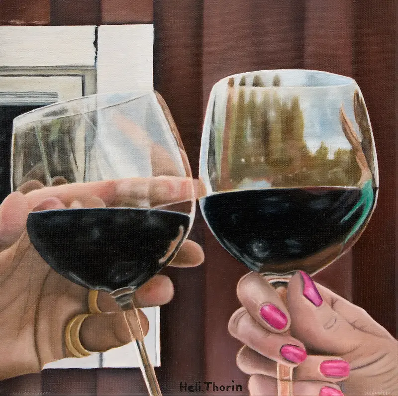 Oljemålning Vänner av Heli Thorin