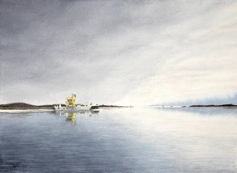 Akvarell En stilla novemberdag i Ålands skärgård av Jerker Idestam-Almquist