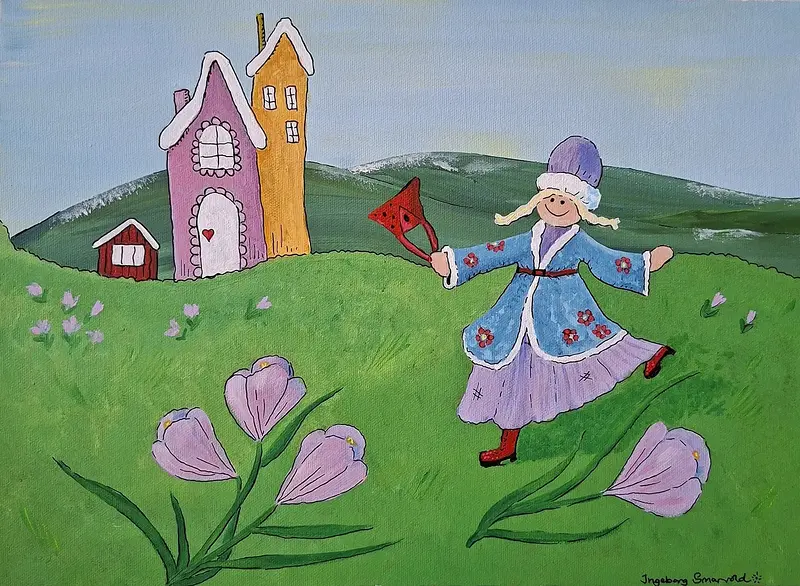 Akrylmålning När våren kom av Ingeborg Snarvold