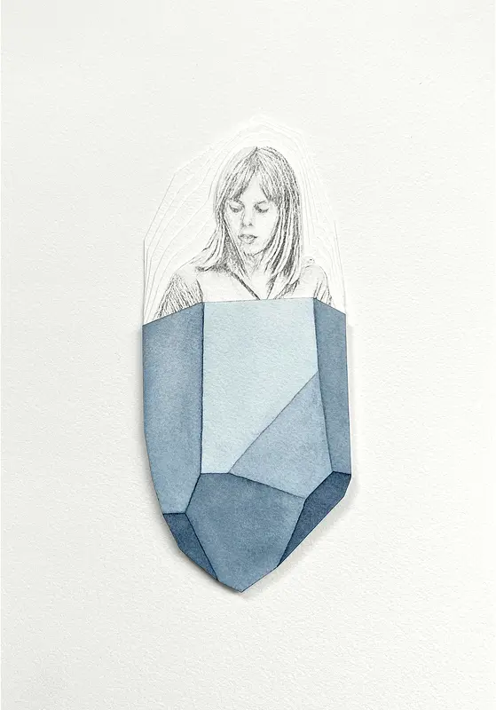 Akvarell Fantomkristall I av Pernilla Gustavsson