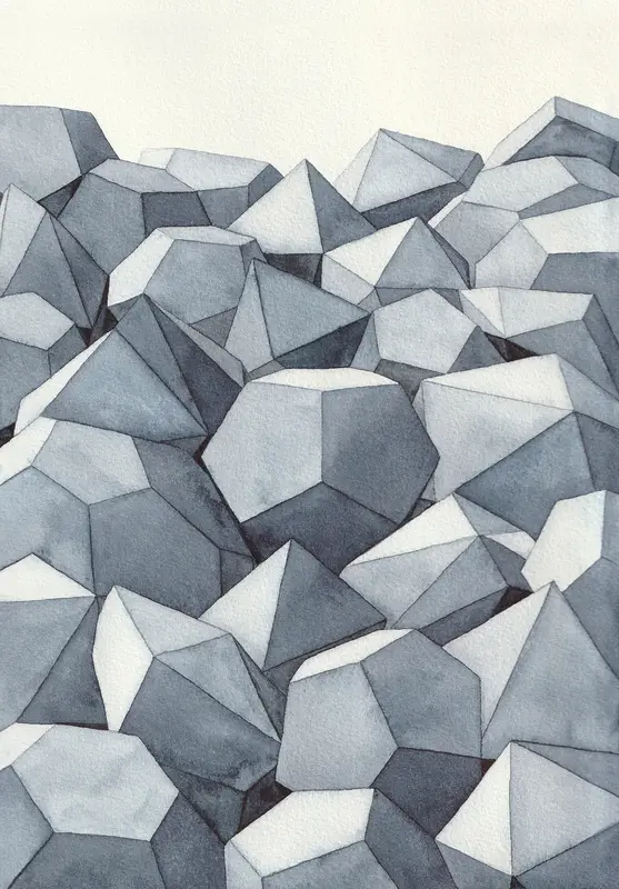 Akvarell Skatter eller kristaller av Pernilla Gustavsson