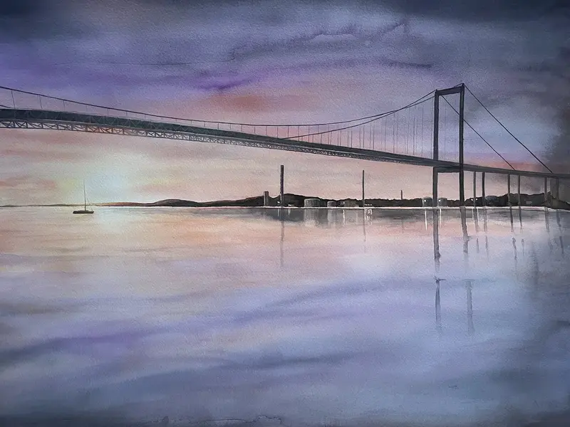 Akvarell Älvsborgsbron III av Fredrik Eklöf