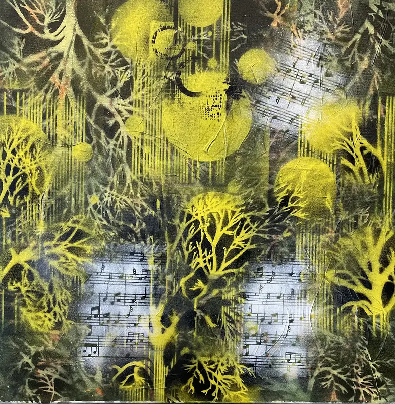 Akrylmålning NÄR SÅNGEN TYSTNAT av Kicki Pettersson