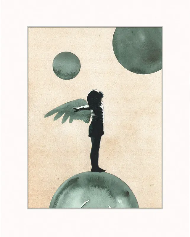 Akvarell Häret och nuet av Pernilla Gustavsson