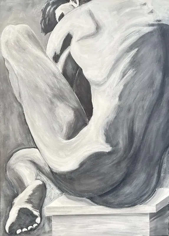 Akrylmålning Athleten som konstmodell av Per Forsberg