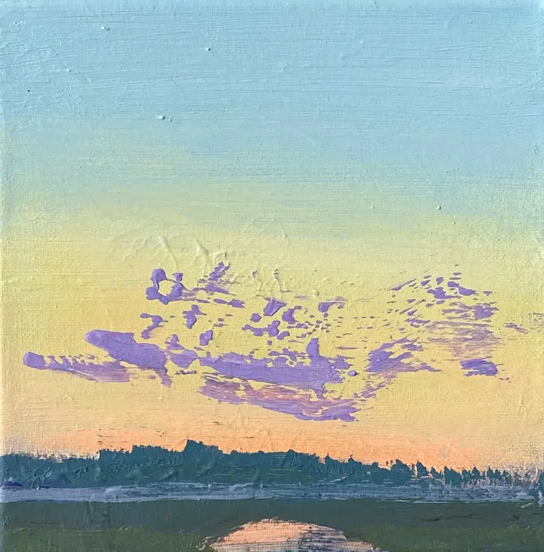 Akrylmålning Sommarkväll 1 av Linnea Larsson