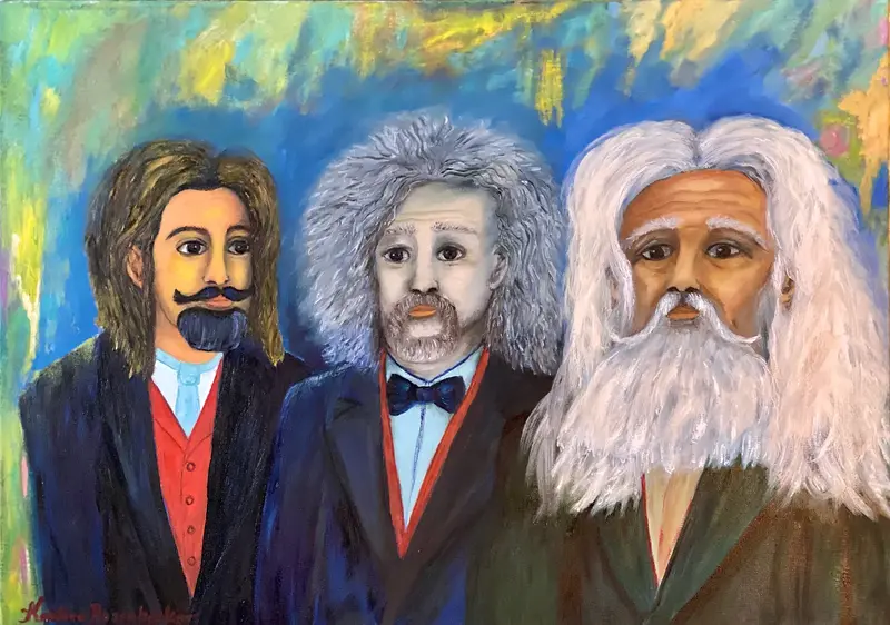 Oljemålning Three and One av Kristina Rosenbecker