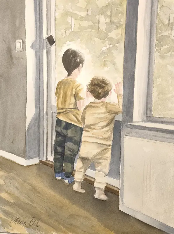 Akvarell Väntar.... av Maria Eld