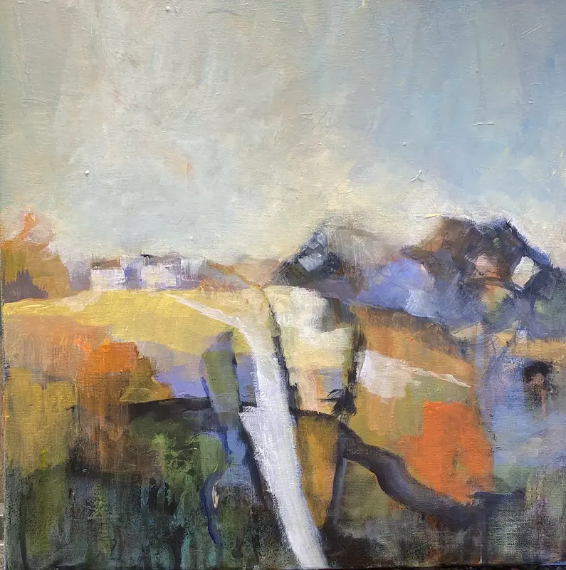 Akrylmålning Där ljuset vänder av Arja Hermansson