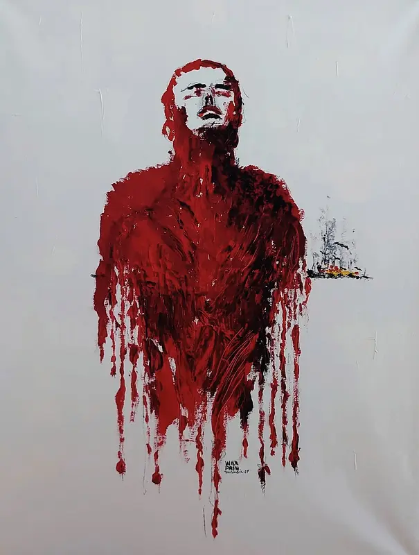 Oljemålning War pain av Jan Sunden