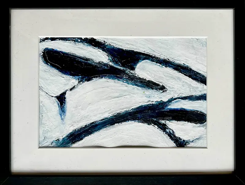 Akrylmålning Skata 17. Mötet i horisonten. Ur serien " Ser du skatan". av Tom Kvém