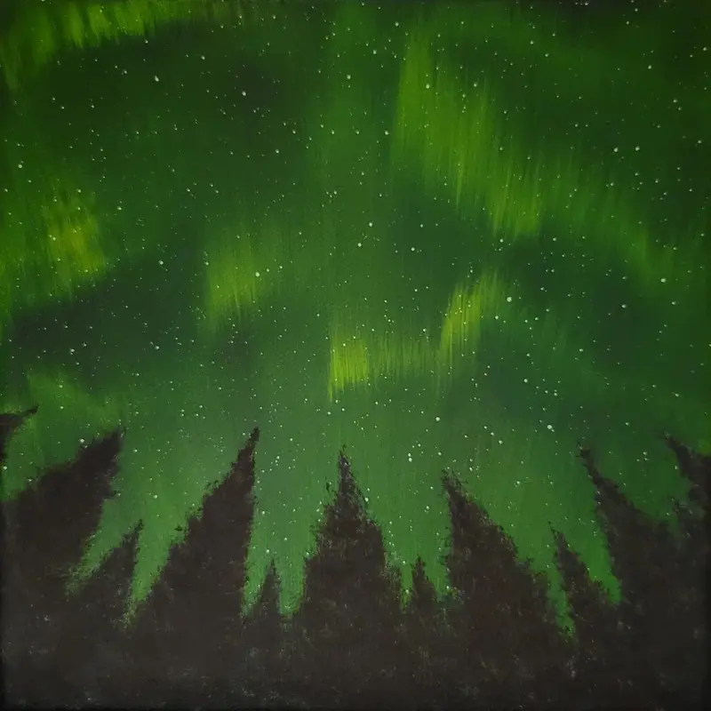 Akrylmålning Norrsken av Carolina Gumpert