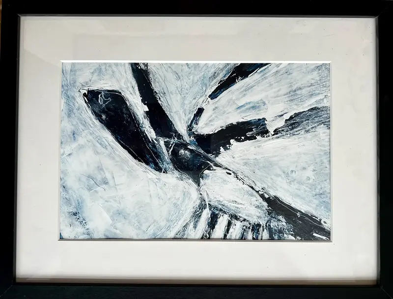 Akrylmålning Skata 5. Samverkan. Ur serien "Ser du skatan". av Tom Kvém