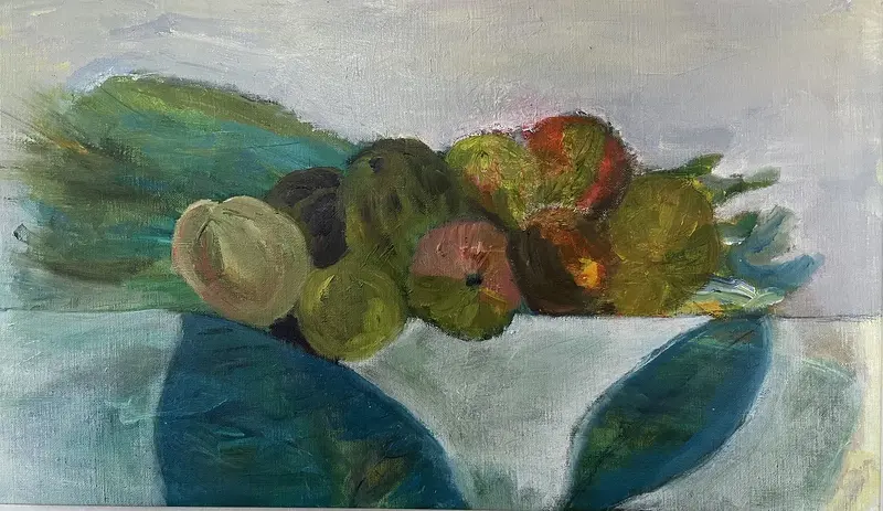 Oljemålning Kompott med fart av Sara Berlin