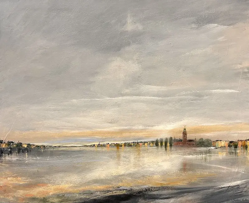 Akrylmålning Skimrande fasader av Ulrica Halling Olsson_art Stockholm