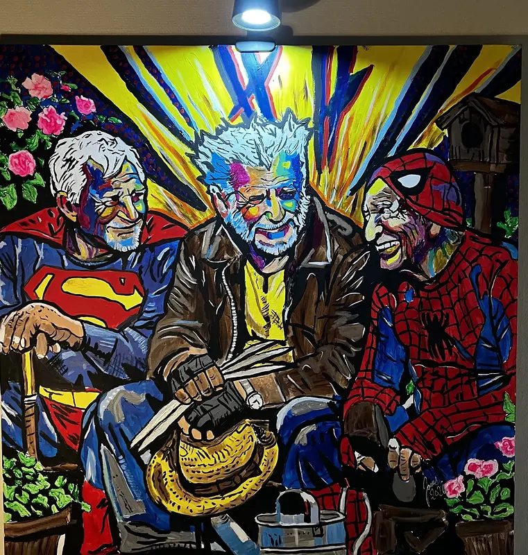 Akrylmålning Retired Heroes av Jonas Kihlman