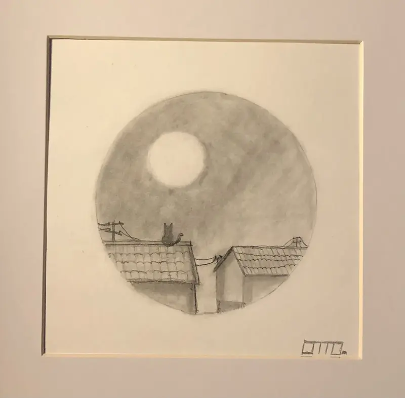 Cat on the roof, inkl. passepartout av Otto Sundell