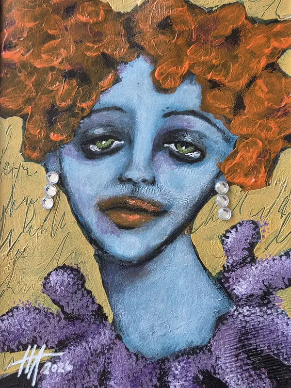 Akrylmålning Blue face 3 av Helena Andreasson