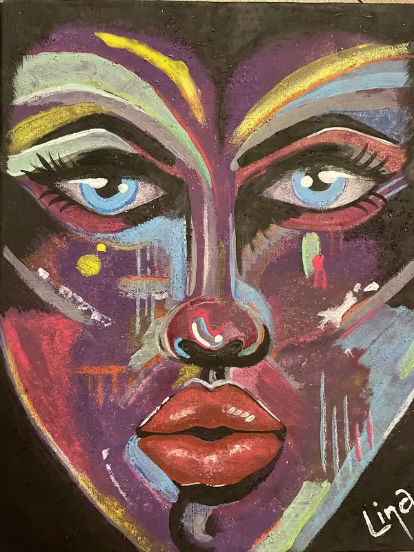 Akrylmålning Ellen av Lina A Nordblad