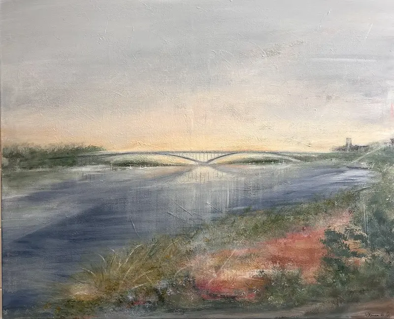 Akrylmålning Västerbron av Ulrica Halling Olsson_art Stockholm