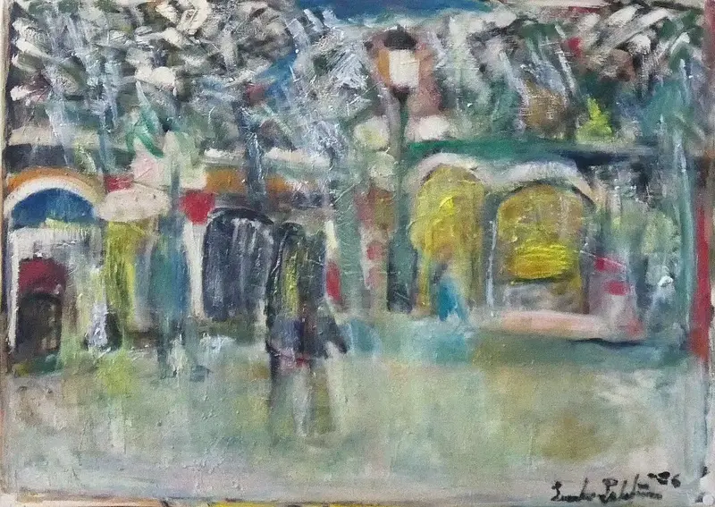 Oljemålning Vinter i staden av Svante Lutström