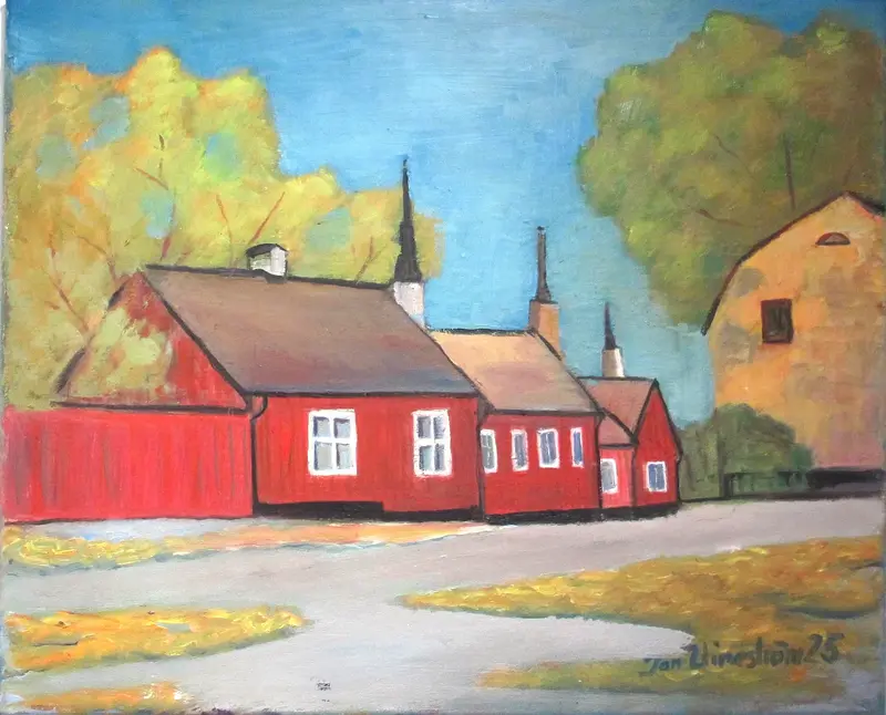 Oljemålning Kulturhus söder sthlm av Jan Wineström