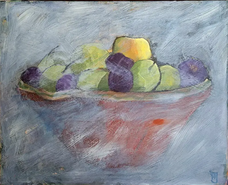 Akrylmålning Fruktskål av Margareta Josefsson