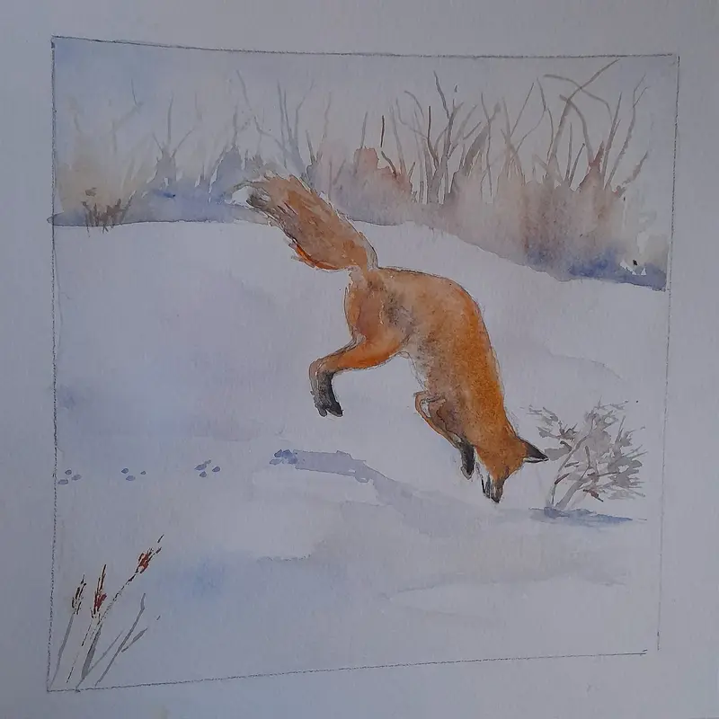 Akvarell Här finns det mat! av Petra Skogsberg