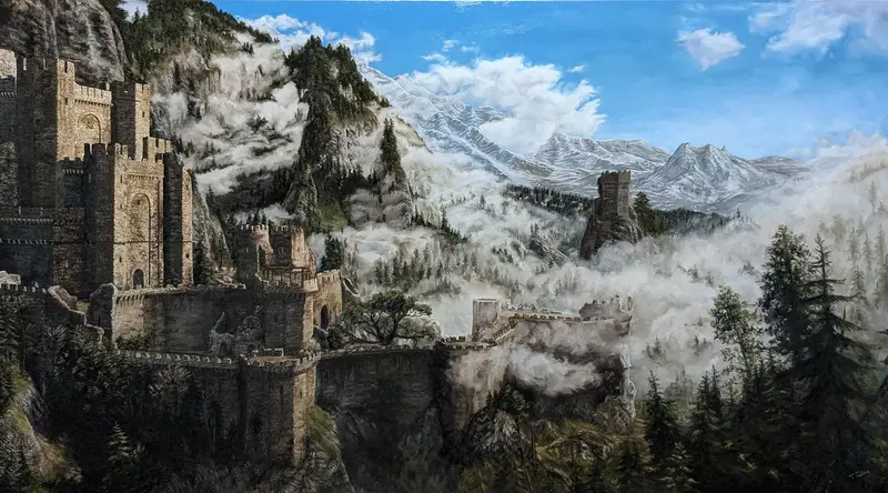 Oljemålning Kaer Morhen av Tarek Tallberg