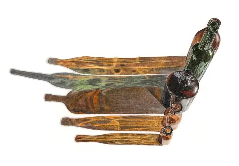 Gamla glasflaskor av Anders Haglund