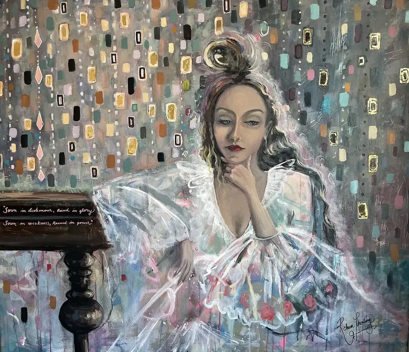 Akrylmålning Evaluation of lifechoices av Rebecca Scherling