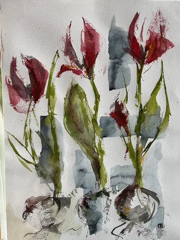 Akvarell Tulpaner..... igen!! av Eva Henriksson