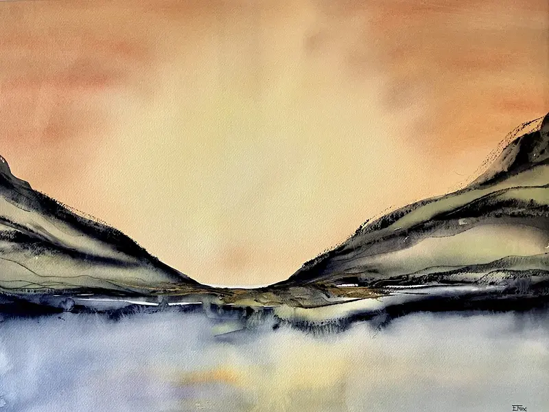 Akvarell Soluppgång av Eva Fox