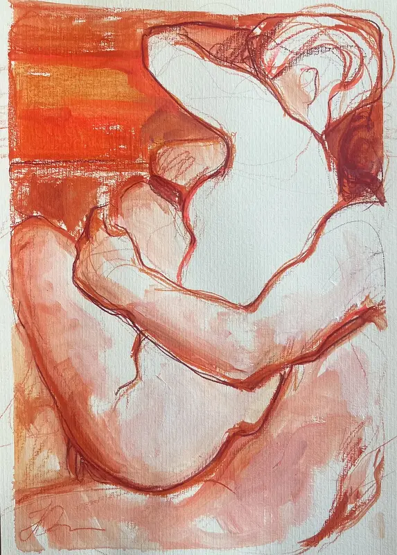 Akrylmålning Sensitive compositions av Yuliia Levytska