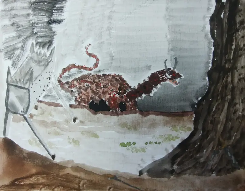 Akvarell Besten i graven Torma av Elia Lindgren