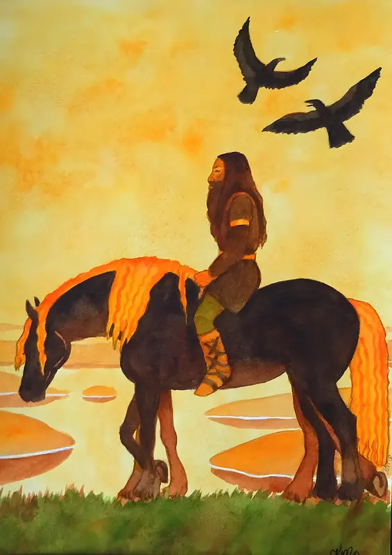 Tor, Sleipner och Hugin och Mugin av Scaramander