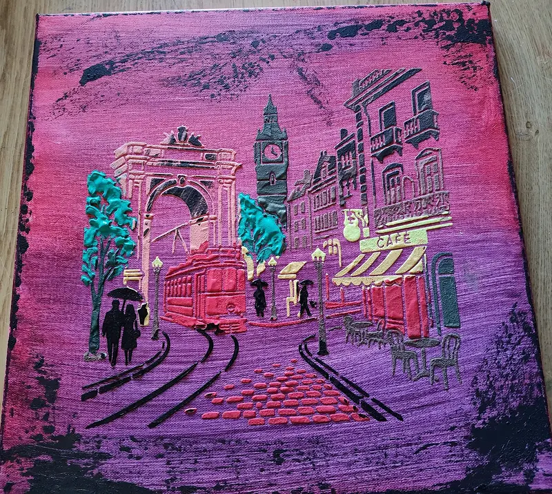 Akrylmålning Streets of London av Biljana Teletina