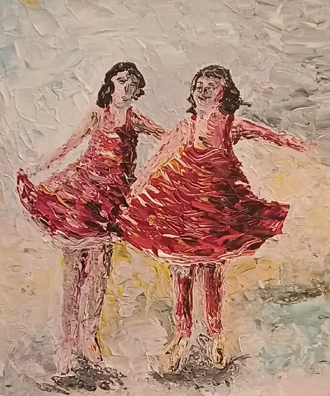 Akrylmålning Balettdansörer av Jan Falkenstedt