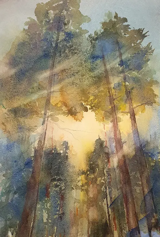 Akvarell Sommarväg av Jenny Övrebö