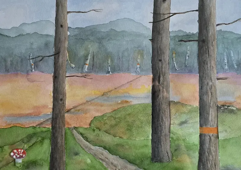 Akvarell Kaljoxadalen av Anita Lindgren