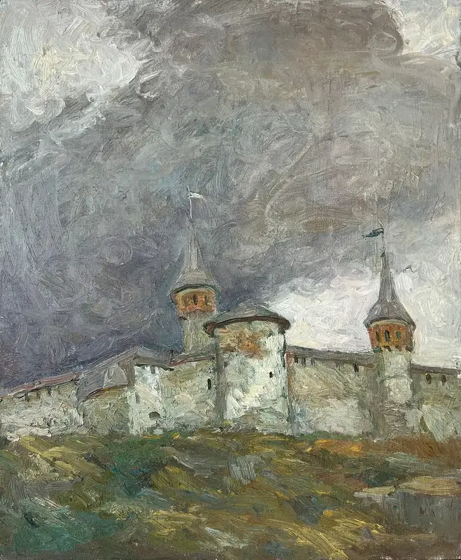Oljemålning Fortress Under Approaching Skies av Zakhar Shevchuk